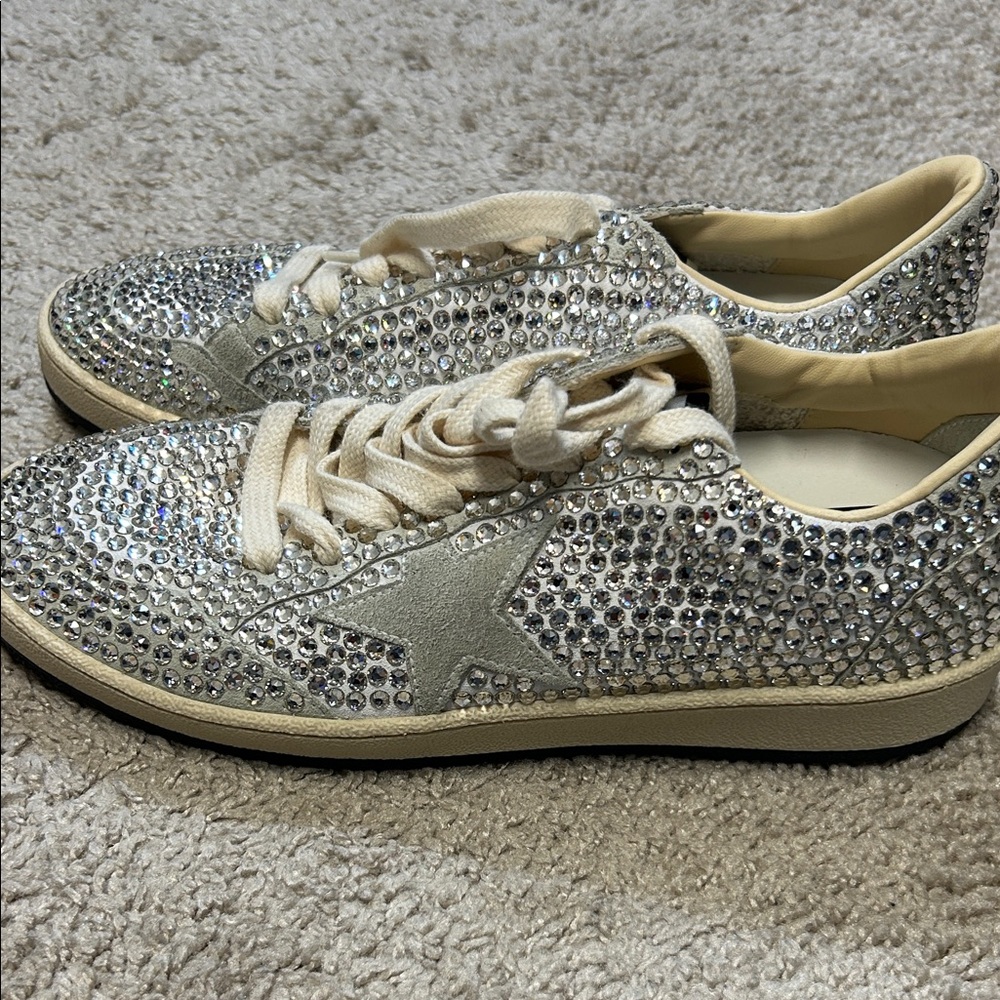 Golden Goose Silver Crystal Sneakers